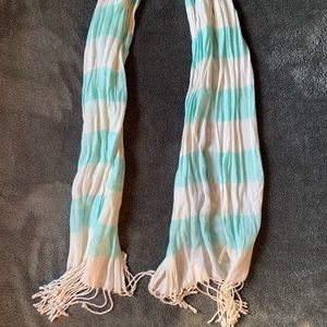 Limited Too scarf - white & blue striped w/ fringe